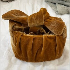 Anthropology mustard yellow velvet bag